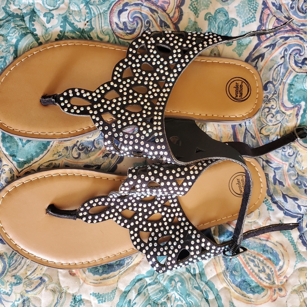 Black Sparkle Sandals